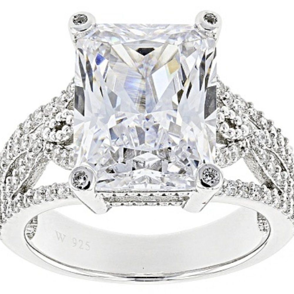 Charles Winston 16.14ctw Rectangular Octagonal & Round Rhodium over silver ring - Picture 6 of 9